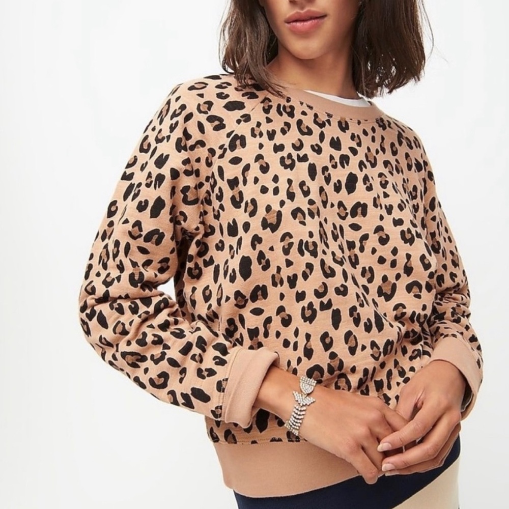 JCrew Animal Print Cropped Sweatshirt